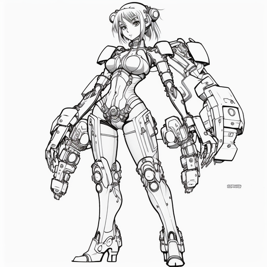 AI Midjourney Prompts for Robot Style Coloring pages