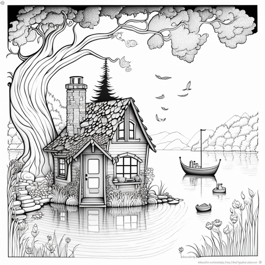 AI Midjourney Prompts for House coloring pages