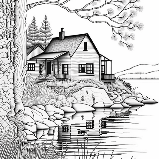 AI Midjourney Prompts for House coloring pages
