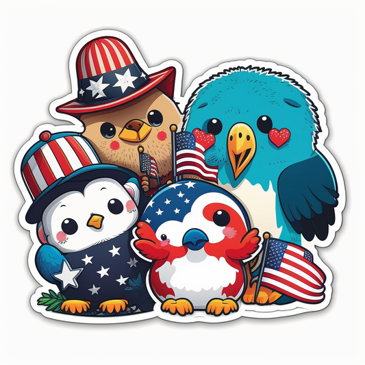 AI Midjourney Prompts for Independence day Animal Stickers