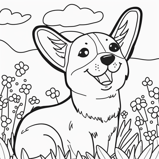 AI Midjourney Prompt for Kids Animal Coloring Page