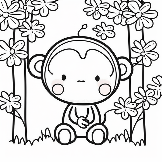 AI Midjourney Prompt for Kids Animal Coloring Page