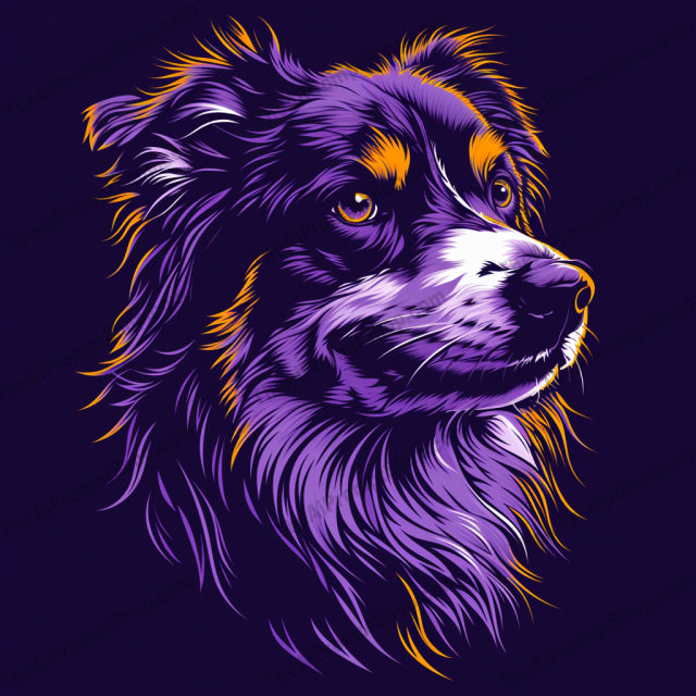 Neon Canine Spirit MidJourney Image Prompt, Character Art, 4189